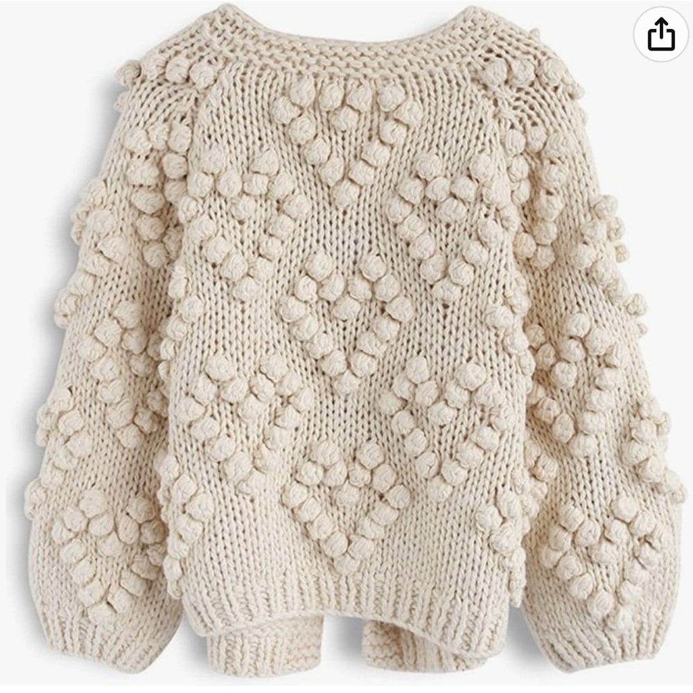 Hand Knit Open Front Cardigan - Picture 4 of 7